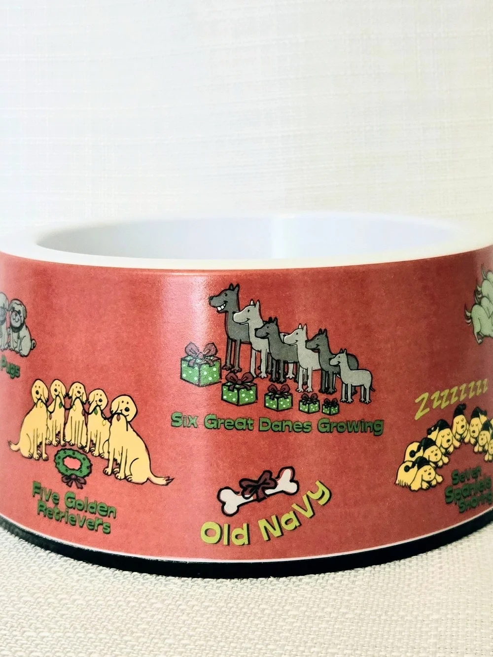 12 Days Of Christmas Dog Dish LG Holiday Bowl Pet Lover Non Skid Old Navy